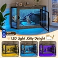 thumbnail image 4 of Aukfa Corner Cat Litter Box Furniture with LED Light, Hidden Cat Litter Box Cabinet with Acrylic Door, Storage & Play Area,Gray, 4 of 8