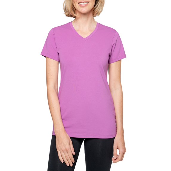 Insect Shield Women's UPF Dri-Balance Short Sleeve V-Neck T-Shirt, Blackberry, Large