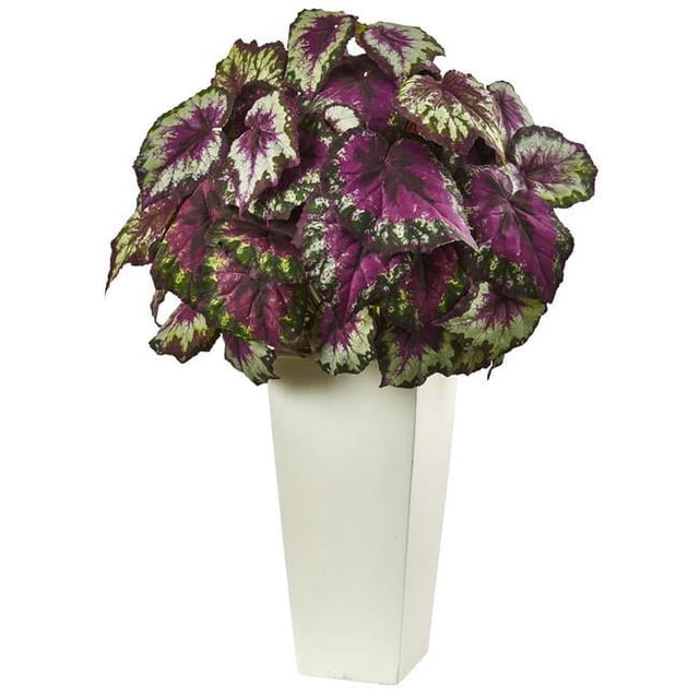Nearly Natural 6906 Begonia with White Planter