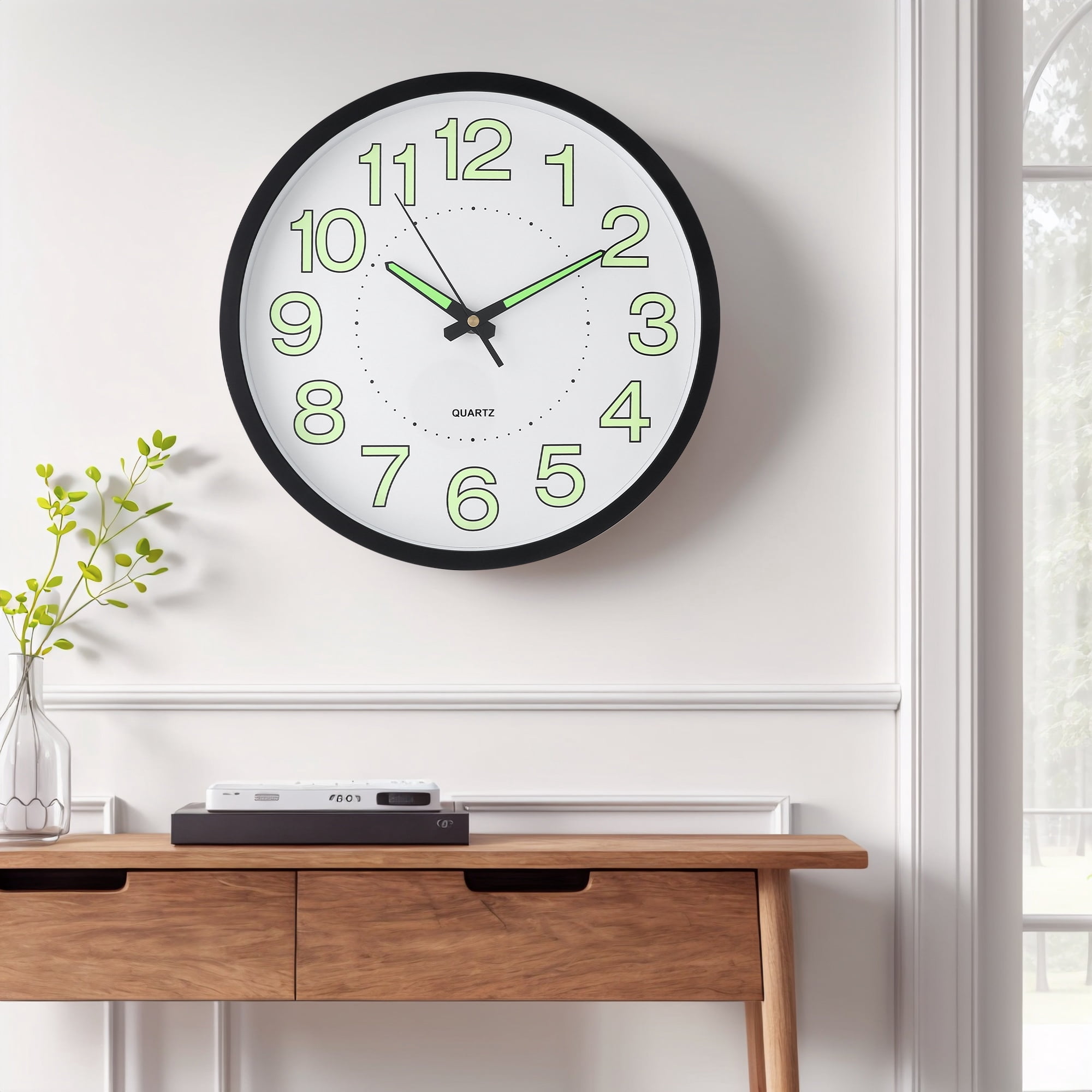 Unique Bargains Silent Non Ticking Battery Operated Wall Clock Black