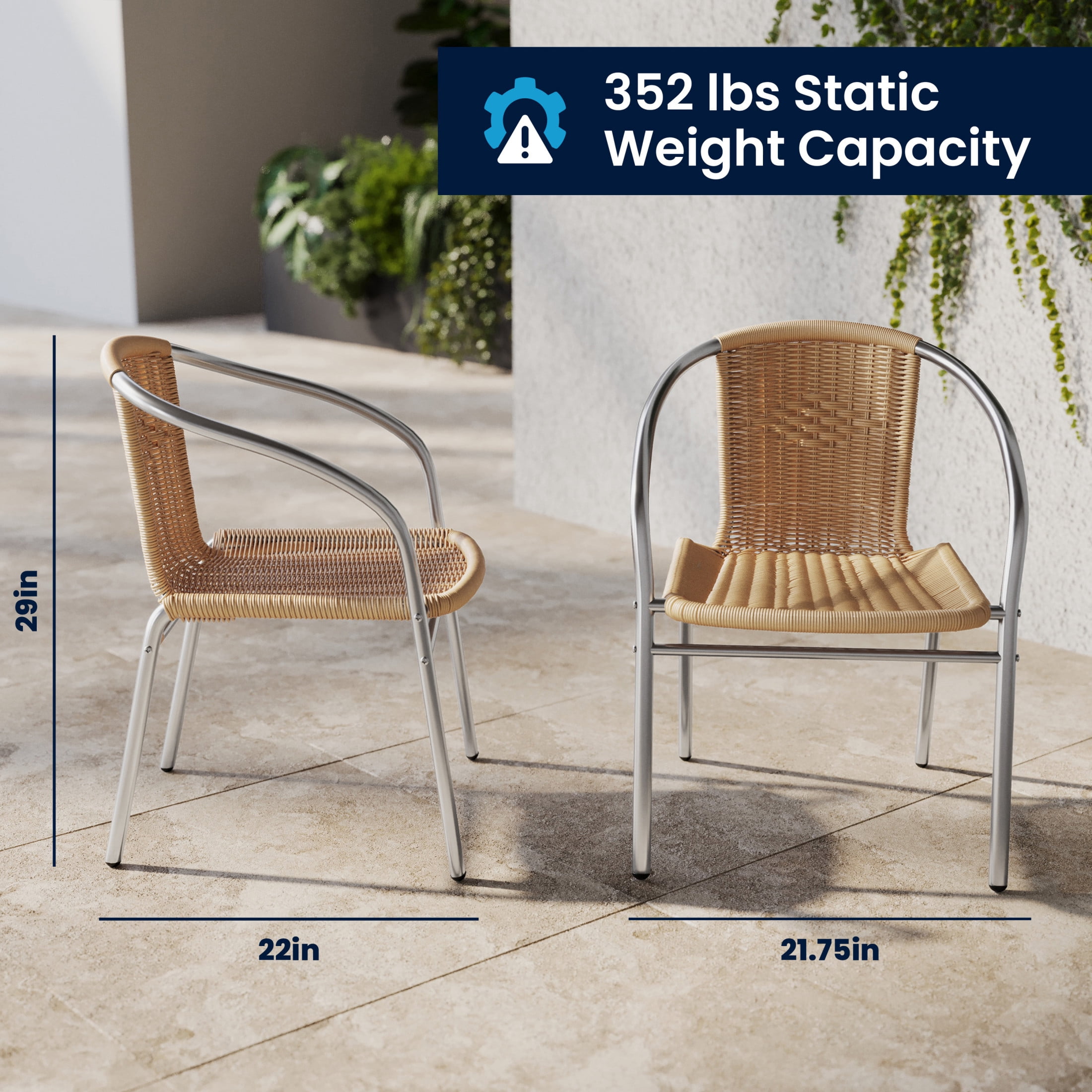 Flash Furniture 23.5'' Round Aluminum Indoor-Outdoor Table Set with 4 Beige Rattan Chairs