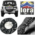 thumbnail image 2 of PISONIC Colorado Mountains Flag Spare Tire Cover Weatherproof Universal Wheel Protectors for RV Camper Travel Trailer SUV Truck 15 inch, 2 of 7