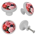 thumbnail image 7 of 4 Packs Pink Red Rose Flowers Fluorescence Crystal Glass Cabinet Knobs Drawer Handles for Kitchen Cabinets Dresser Cupboard Wardrobe Pulls Handles, 7 of 7