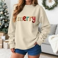 thumbnail image 2 of Jkety Christmas Sweaters for Women Women's Christmas Crewneck Sweatshirts Oversize Christmas Graphic Print Pullover Hoodless Sweatshirts Top Beige,M, 2 of 6