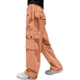 thumbnail image 5 of Endives Womens Cargo Pants Parachute Pants Baggy Wide Leg Pant Waterproof With Pockets Orange, 5 of 7