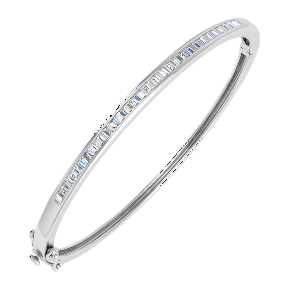 1 1/2 Carat Channel Set Diamond Womens Bangle Bracelet in 14K White Gold (I1-I2 Clarity)