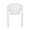 thumbnail image 5 of Hansber Kids Girls Long Sleeve Yoga Sports Crop Top Mesh Cropped Sweatshirt Hip Hop Jazz Dancewear White 14, 5 of 6