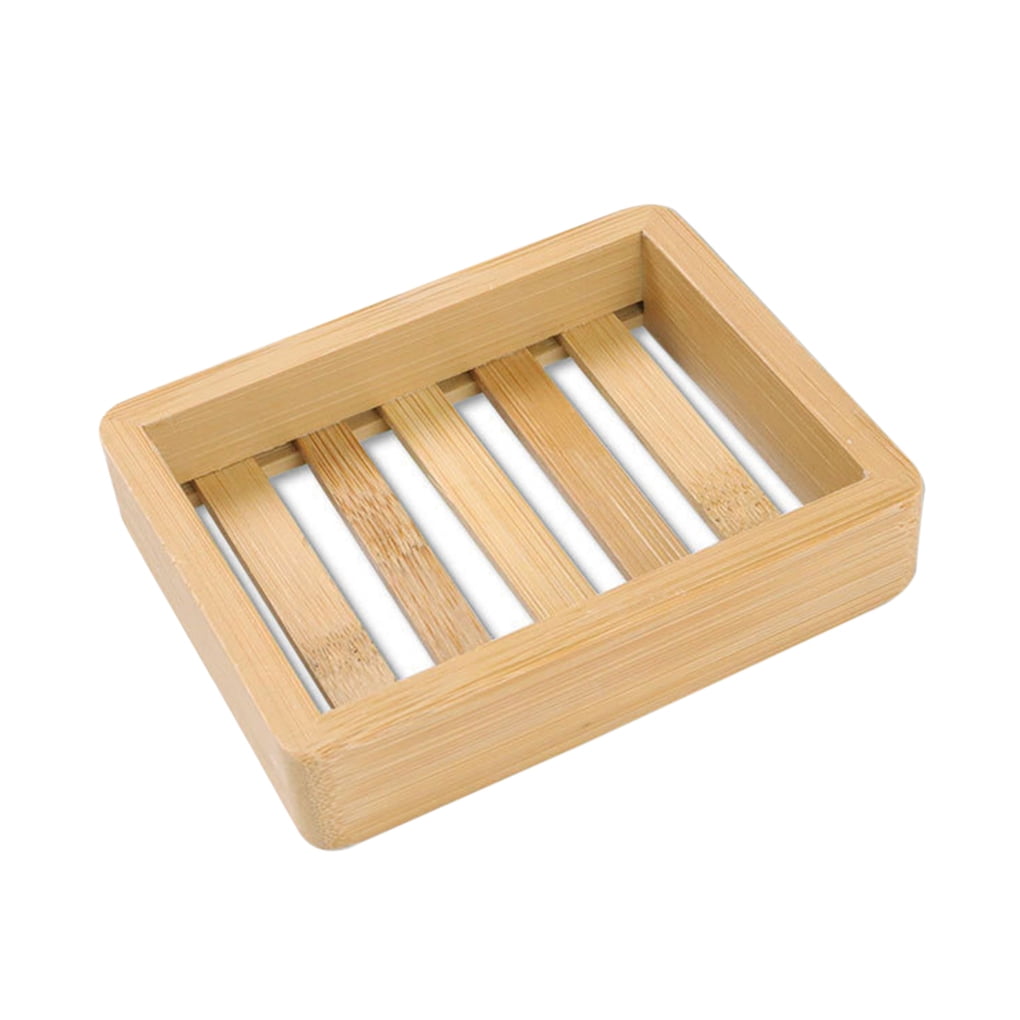 Retro Soap Tray Holder Natural Bamboo Wooden Soap Dish Box Case Container 5pcs 