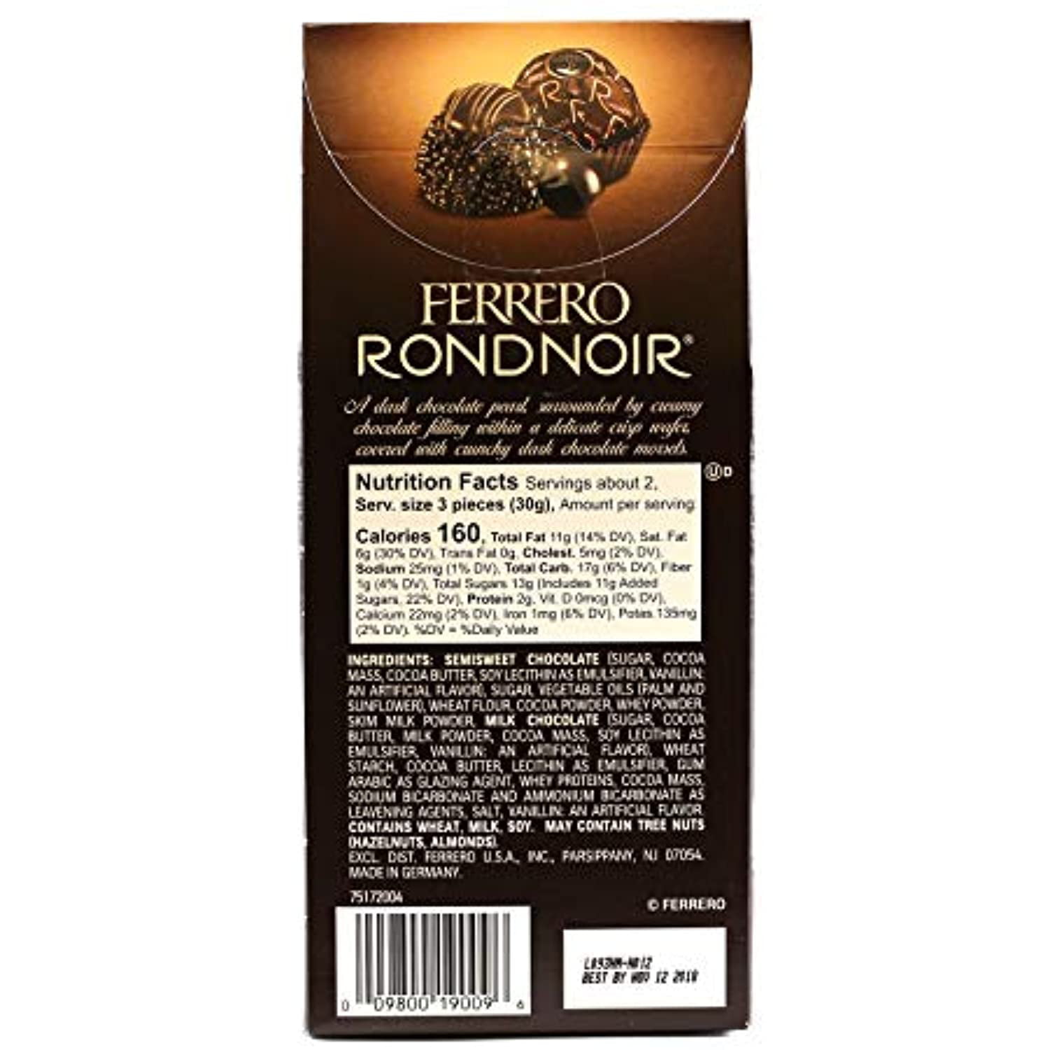 Ferrero Chocolates Rondnoir Dark 2.7Oz/79G (Pack Of 3) 