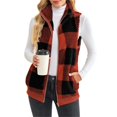 thumbnail image 3 of CILENON Long Cardigans for Women Trendy Womens Jacket Sleeveless Lightweight Plaid Vest Cozy Cardigan Zipper Warm Outwear With Pocket (Wine Red,S), 3 of 6
