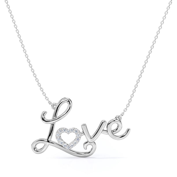 JeenMata Encantador Collar con Colgante de Diamantes Reales en Oro Blanco de 18 K sobre Plata
