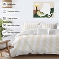thumbnail image 4 of Cream Striped Bedding 3 Piece Duvet Cover Set Twin Size, Modern Farmhouse Cream White Stripes Soft Microfiber Comforter Cover with Zipper Closure & Pillowcases, Wrinkle & FadeResistant Quilt Cover, 4 of 9