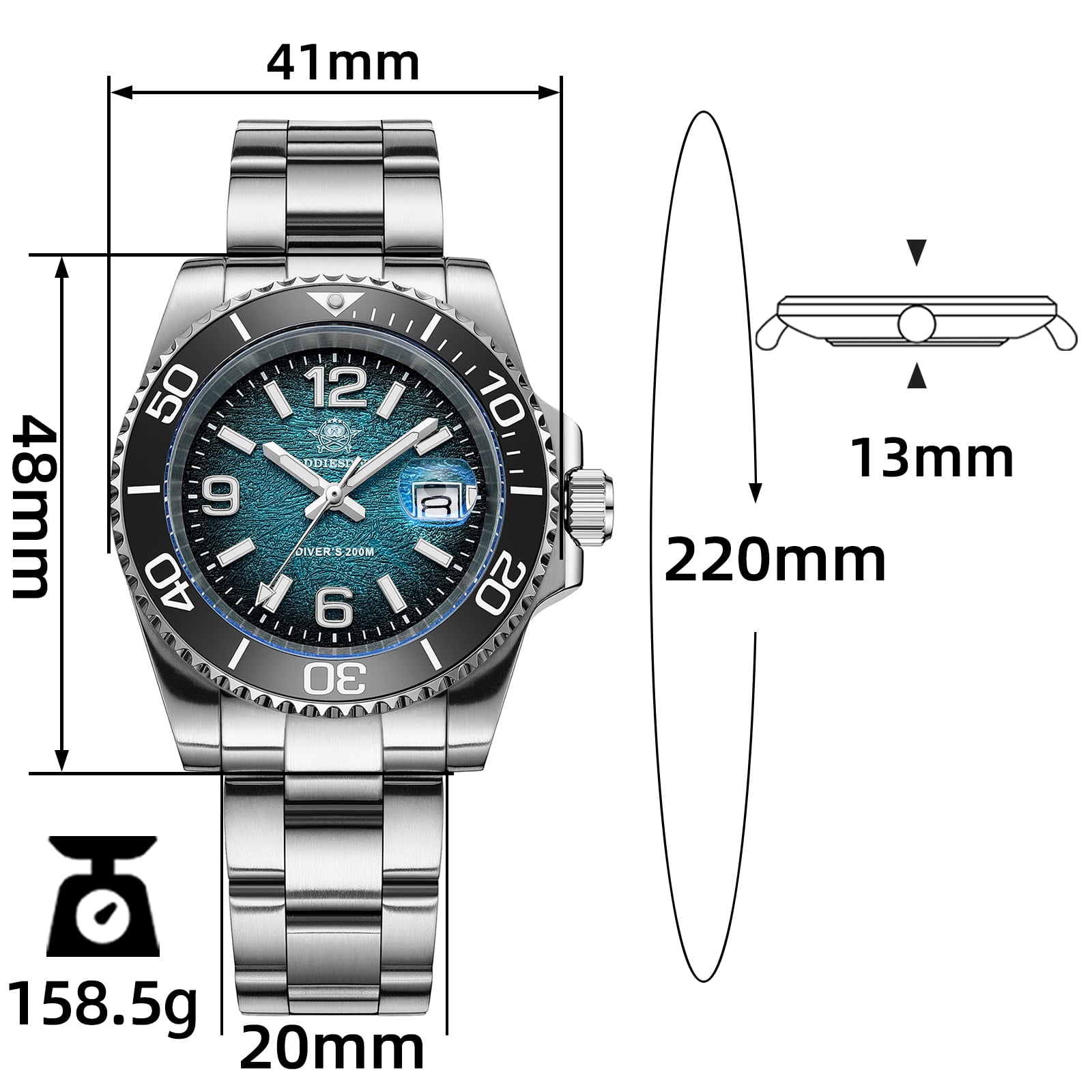 ADDIESDIVE Men's Military Dive Watch -Japanese Quartz, 200m Waterproof, Luxury Quartz Watch Luminous 316L Steel Unidirectional Bezel Analog Watches for Men