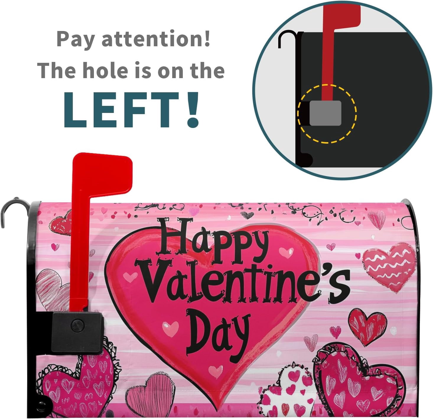 Valentines Day Mailbox Cover Magnetic Standard Size 21x18 Inch Red Pink Love Hearts Holiday Decorative Mail Box Post Covers Sweet Anniversary Letter Box Wraps for Home Outdoor Garden Yard Decor