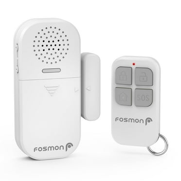 Fosmon 1x Wireless Contact Sensor Door Alarm For Home Security, Elderly, Kids, With 1x Battery Operated Remote Control, On/Off Window Doorbell Chime When Opened And Emergency Alerts SOS Button