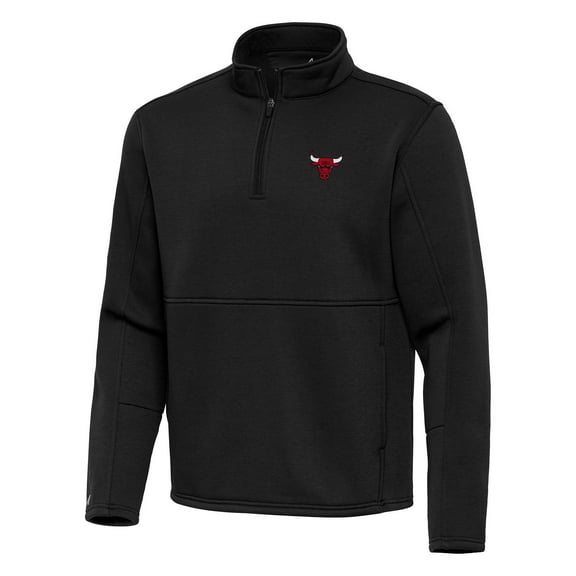 Men's Antigua Black Chicago Bulls Twist Quarter-Zip Pullover Top