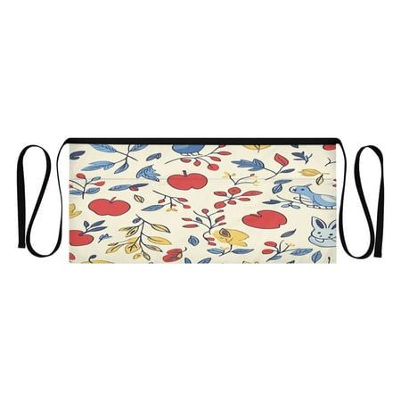 

Rabbit and Foliage Pattern Adult short apron with 3 separate pockets Unisex Waiter s Apron for restaurant bistro 25.2×11.8in