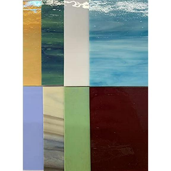System 96 Deluxe COE 96, Mixed Fusible Glass Pack - 4 X 4 Sheets - 8 Pack - by Sun and Moon Stained Glass