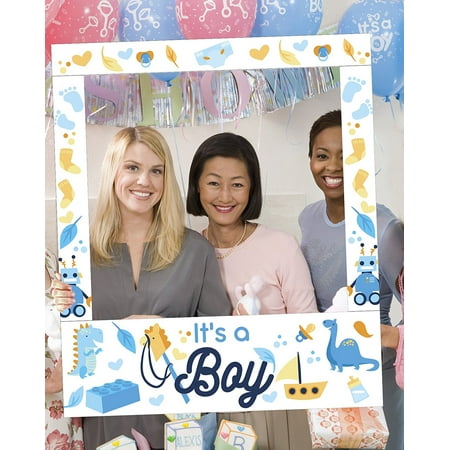 Engraved Matte Silver Photo Frame - Aahs Engraving Baby Shower Party Frame Photo Prop, 35 X 30 inches (Boy)