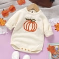 thumbnail image 2 of Mnyotv Baby Boy Girl Knit Sweaters Rompers Fall Winter Clothes Pumpkin Printed Long Sleeve Bodysuits Size 6-9Months, 2 of 4