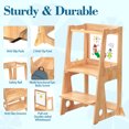 thumbnail image 3 of 4 in 1 Kitchen Toddler Step Stool, BueDeHai Wooden Learning Toddler Tower with Whiteboard and Safety Rail, Anti-Slip Protection for Kids 1.5 to 5 Years Old, Kitchen Counter Bathroom Sink, 3 of 8