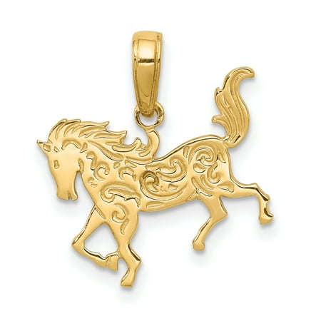 - 14k Yellow Gold Horse Pendant Charm Necklace Animal For Women