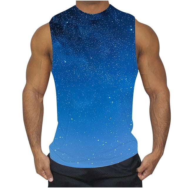 zfhfof Débardeurs Graphiques pour Hommes Motif Imprimé Sans Manches T-Shirts de Musculation Été Col Rond Chemise de Plage Décontractée