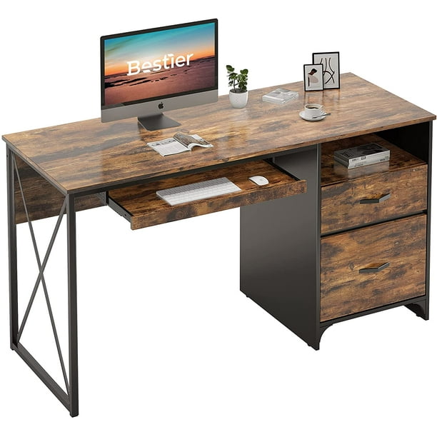 Bestier 55 inch Computer Desk with Storage Drawers Writing Study Table