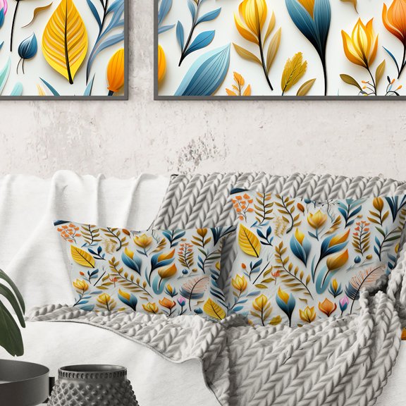 Designart "Sunlit Botanical Seascape I" Botanical Printed Throw Pillow