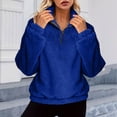 thumbnail image 3 of Sweatshirt For Women Fleece Mock Neck Casual Fashionable Round Neck Long Sleeved Solid Color Quarter Zipper Oversized Pullover Fall Outfits, 3 of 4