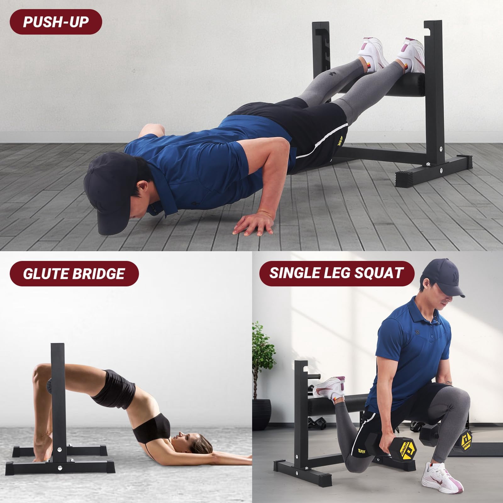 Towallmark Bulgarian Split Squat Stand – Adjustable Single Leg Squat Roller with 7 Height Settings and Comfortable Padding for Strength and Bodyweight Training