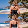 thumbnail image 4 of Ocean Blues Women's Plus Size Swimwear V Neck Swimsuit for Woman Tankinis Tummy Control Bathing Suit Plus Tankini Top Black Size XL, 4 of 8