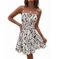 thumbnail image 4 of Women's Sleeveless Boho Spaghetti Strap Sundress High Waist Dress for Beach Vacation White S, 4 of 10