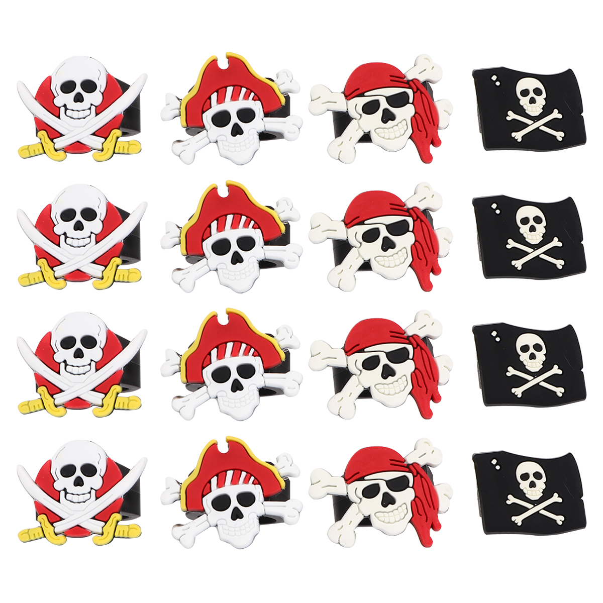 16pcs Pirate Themed Pvc Rubber Ring Children's Toy Rings (Assorted