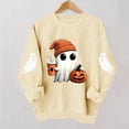 thumbnail image 4 of TKLPEHG Women's Sweatshirts Halloween Long Sleeve Cute Ghost Pumpkin Graphic Sweatshirt Crew Neck Fall Fashion Casual Pullover (Beige,S), 4 of 6