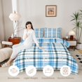 thumbnail image 3 of Manfei Modern Checkered King Size Comforter Sets,Geometric Check Comforters King Size,Blue White,Reversible,3pcs,1 Comforter and 2 Pillowcases,3pcs,1 Comforter and 2 Pillowcases, 3 of 7