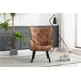 thumbnail image 2 of Accent Chair, Rustic Gold Accent Chair with Arms, Tufted Button Back Modern Accent Chair with Rubberwood Legs, Mid Century Wingback Chair Accent Chair for Living Room, Bedroom, Office, Coffee, 2 of 7