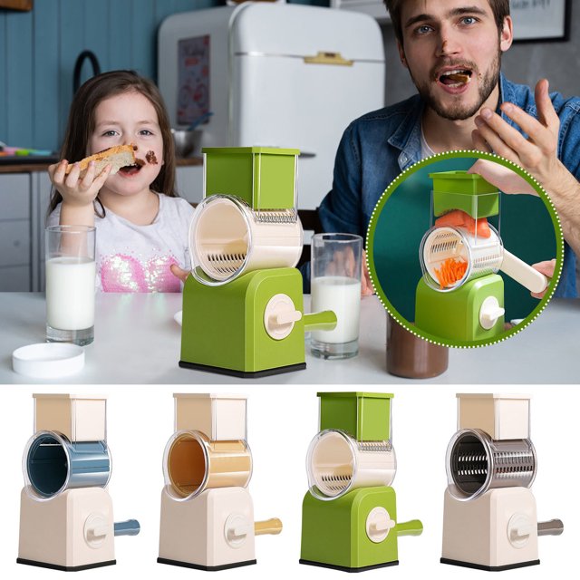 Yhsdtq Trancheuse de Légumes, Déchiqueteuse de Pommes de Terre, Lame en Acier Inoxydable, Réglage à 8 Vitesses, Design Compact en Tambour, pour la Cuisine à Domicile, Préparation de Nourriture Multi-Usage, Gadget de Cuisine, Durabilité, Outil de Transformation Alimentaire