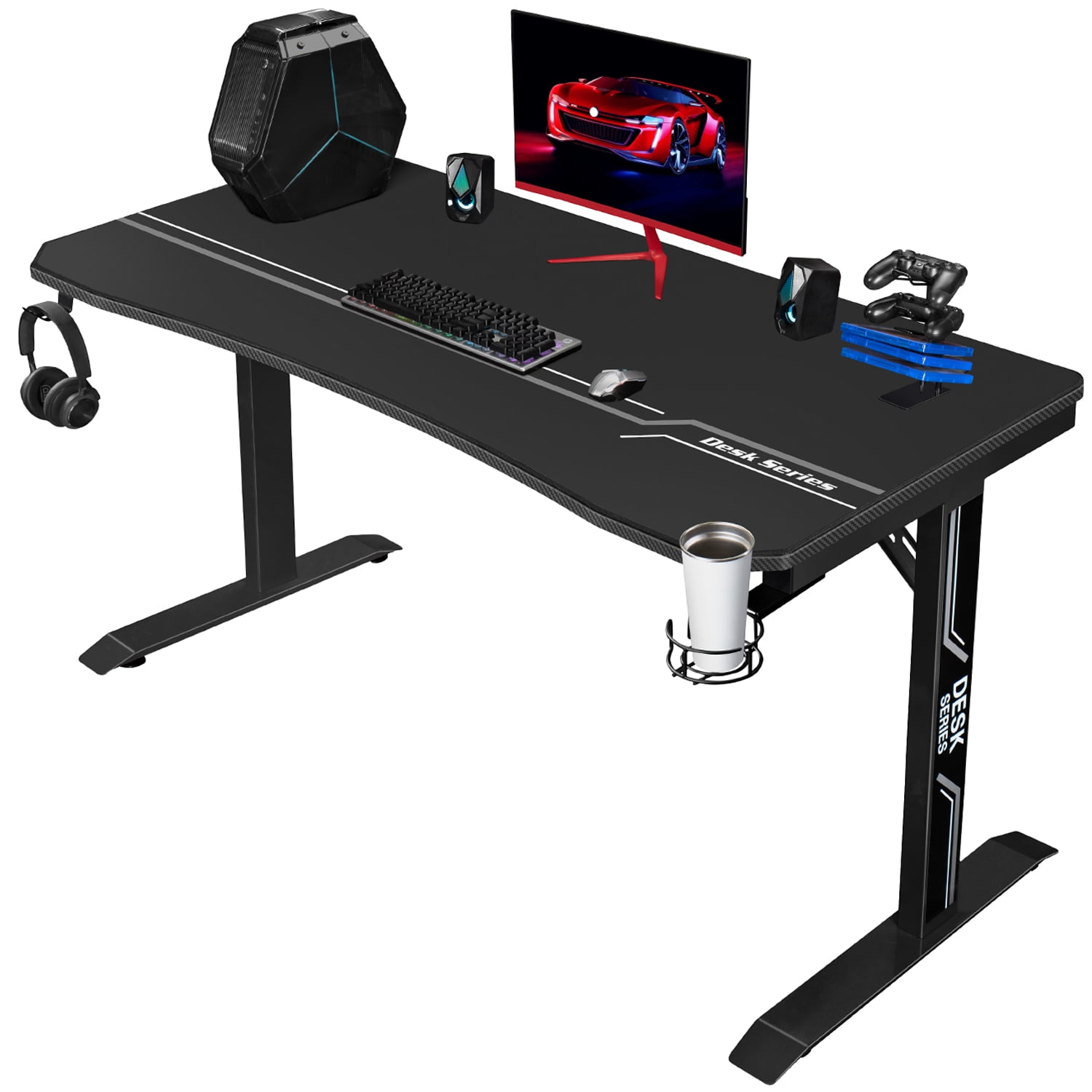Lacoo 55 inches T-Shape Metal Frame Gaming Computer Desk