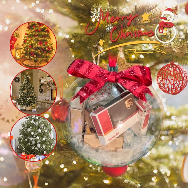 Bola De Adorno De Mini Paquetes Adornos navideños transparentes con tema de festival de bolas, ligeros para decoración de árboles de Navidad