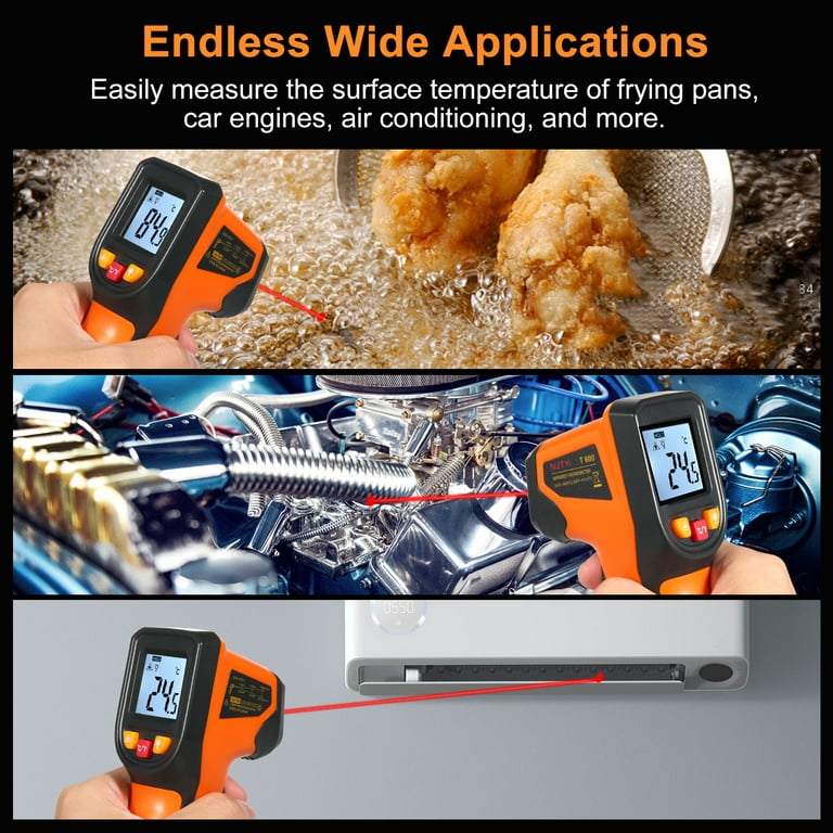 Infrared Thermometer, Automatical Black Quick Response Industrial  Thermometer With LCD Display For Automobile For HVAC For Refrigeration