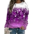 thumbnail image 1 of DYMADE Women Plus Sise Winter Christmas Snow Flower Print Loose Long Sleeve Crew Neck Top, 1 of 4