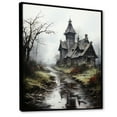 thumbnail image 2 of Designart "Mystic Landscape with a Haunted House" Landscapes Framed Wall Art - Coastal Grey Landscape Cottage Entryway Framed Wall Art Print, 2 of 6
