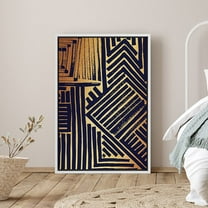 PixonSign Framed Canvas Wall Art Black and Gold Geometric Abstract Shapes Canvas Prints Minimalist Modern Art Decor for Living Room Bedroom Office - 24"x36" White