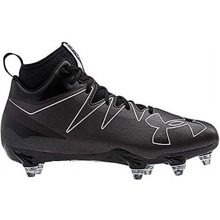 Under Armour Men's Nitro Mid Football Cleats, Black/White, 13.5 D(M) US