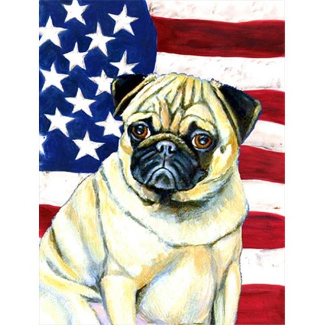 11 x 15 In. Usa American Flag With Pug Flag, Garden Size