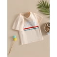 thumbnail image 3 of Bagilaanoe 4th of July Tops for Toddler Baby Girls Boys Short Sleeve Letter Stripe Print T-Shirts 12M 18M 24M 3T 4T 5T Kids Independence Day Clothes, 3 of 9