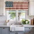 thumbnail image 2 of Retro Red Blue American Flag Farmhouse Short Window Curtain Valances, US Flag Vintage Stars Rod Pocket Kitchen Valances for Living Room Bedroom Bathroom Cafe 60" x 18", 2 of 8
