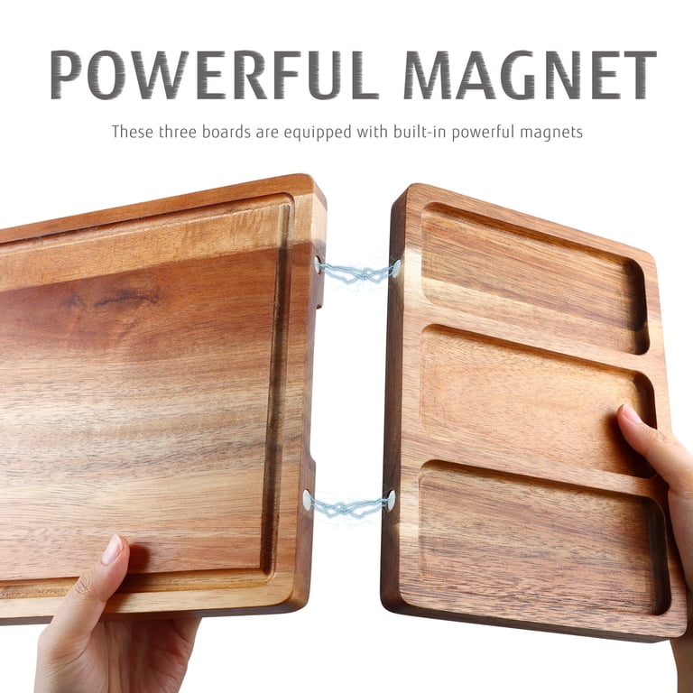 Hecef 25-Inch Magnetic Acacia Wood Charcuterie Board Set photo 2