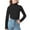 Black, variant on Girls Ribbed Mock Neck Top, Long Sleeve Shirt with Lettuce Trim, Soft Knit Slim Fit Base Layer Green 4-5 Years